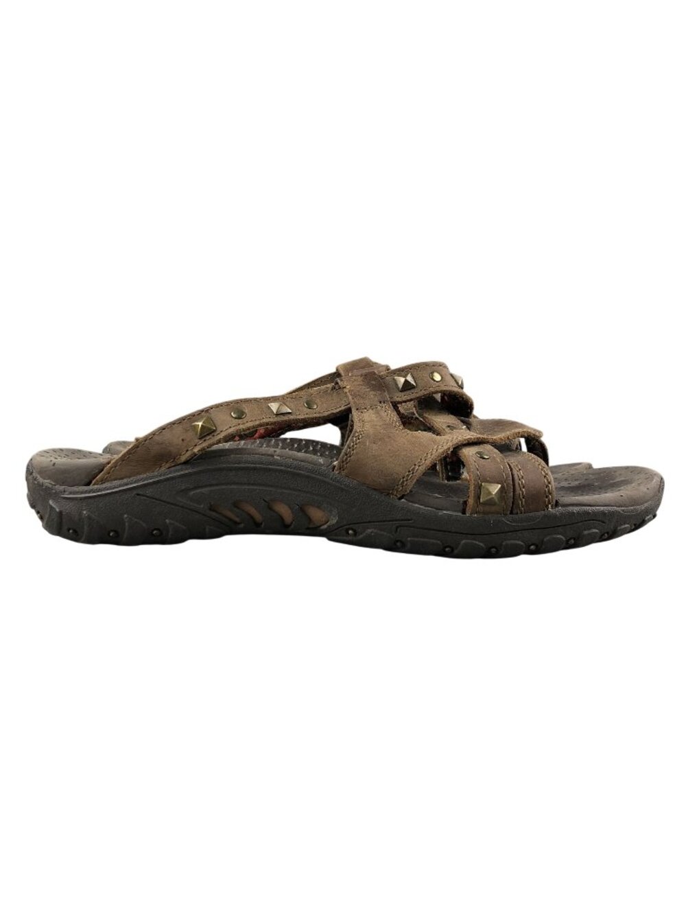 Skechers Women's 7 Reggae Rockin Soundstage Brown Leather Studded Sandals 48188
